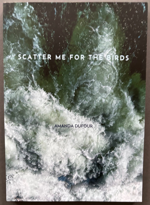 Book titled 'Scatter Me For The birds' by Amanda Dufour with a cover featuring an aerial image of the sea.