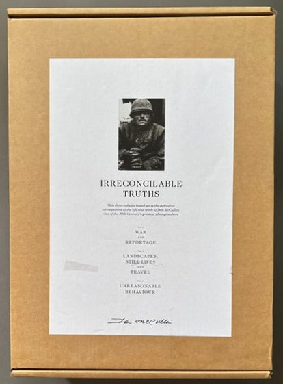 Boxed set titled 'Irreconcilable Truths' by Don McCullin. presented in a handmade cardboard presentation case.