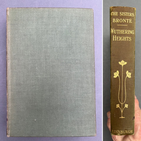 Book titled 'Wuthering Heights' by Emily Bronte with a brown cover and gold type.