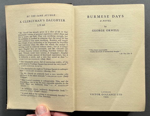 Burmese Days - UK 1st