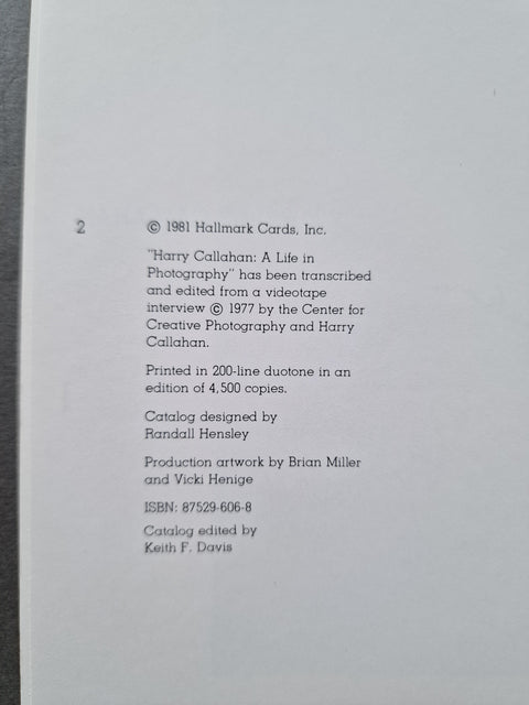 Harry Callahan Photographs: An Exhibition from the Hallmark Photographic Collection