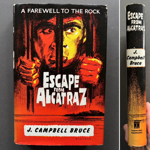 Book titled 'Escape from Alcatraz' by J. Campbell Bruce with an illustrated cover of a man behind bars.