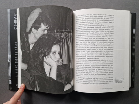 An open book spread showing a photo on the left and text on the right