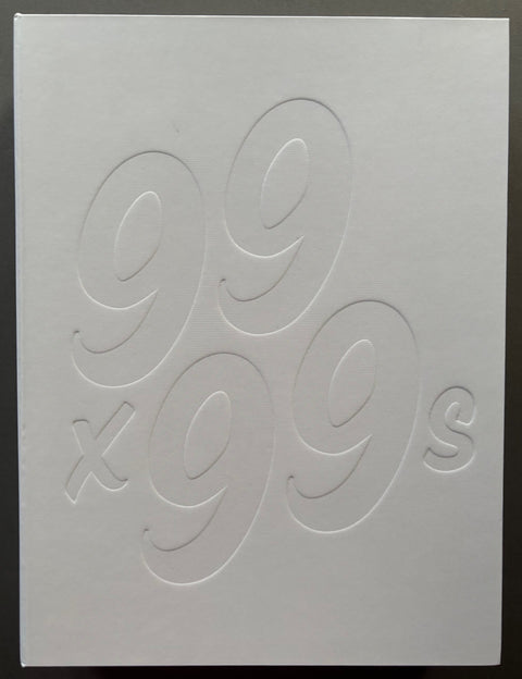 Book titles '99 x 99s' by Luke Stephenson presented in a white clam-shell box.