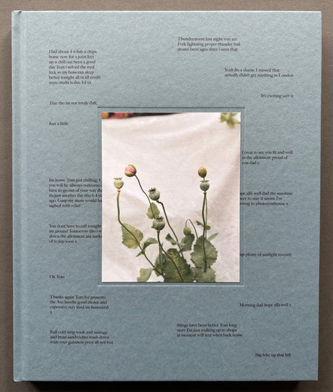 Book titled 'poppy Promises' by Thomas Duffield with a blue cover featuring an image of poppies and quotes from conversations.