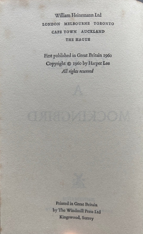 To Kill a Mockingbird - UK 1st