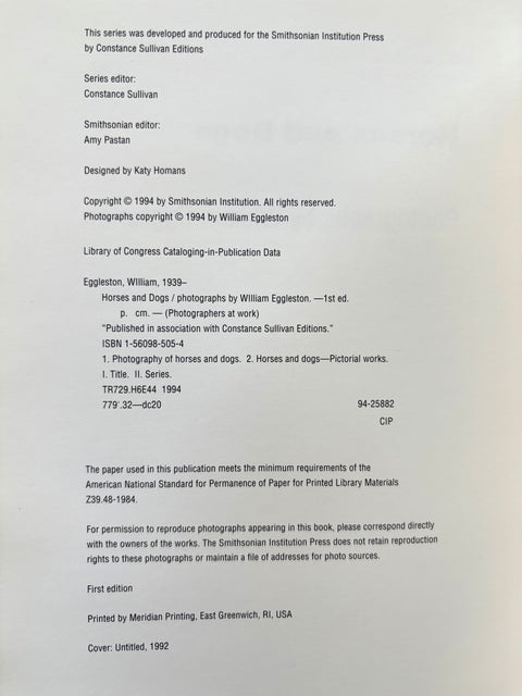 Horses and Dogs: Photographs by William Eggleston