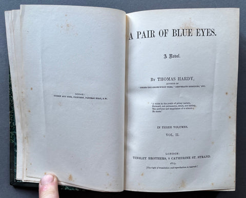 A Pair of Blue Eyes - UK 1st - Setanta Books