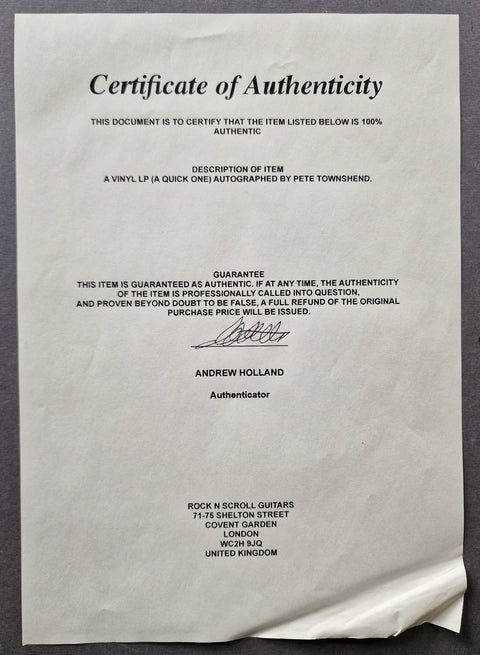 A Quick One - signed by Pete Townshend