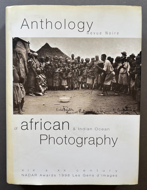 Book titled 'Anthology of African and Indian Ocean Photography' by various photographers with a white cover.