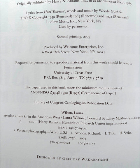 Avedon At Work In The American West - Setanta Books