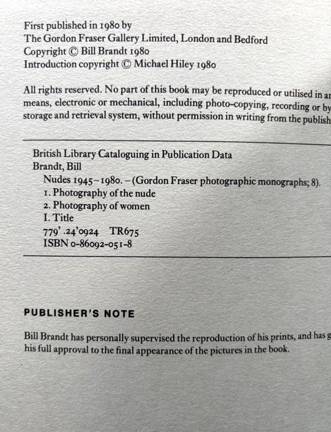Bill Brandt: Nudes 1945 - 1980 - Setanta Books