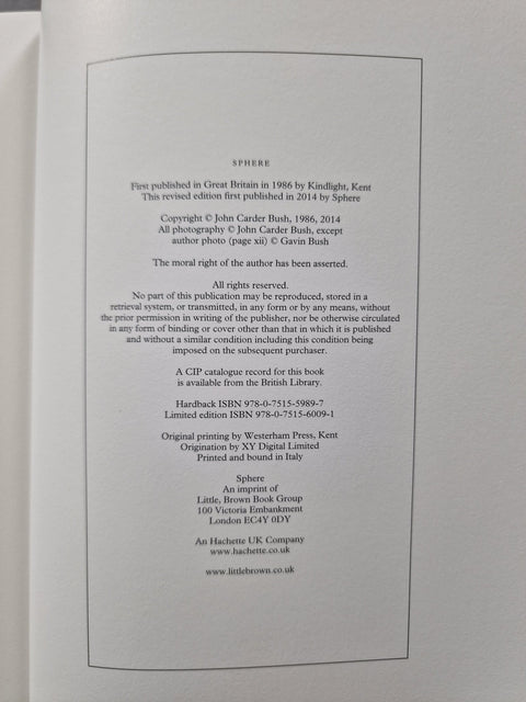 A copyright page. The visible text identifies the title 'SPHERE' and publisher/printer details including John Carder Bush and Sphère.