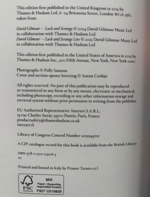 David Gilmour: Luck and Strange - Studio/Live - Setanta Books