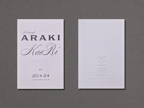 The title/edition sheet of Araki's portfolio, signed in silver by the photographer on rector and numbered 38/75