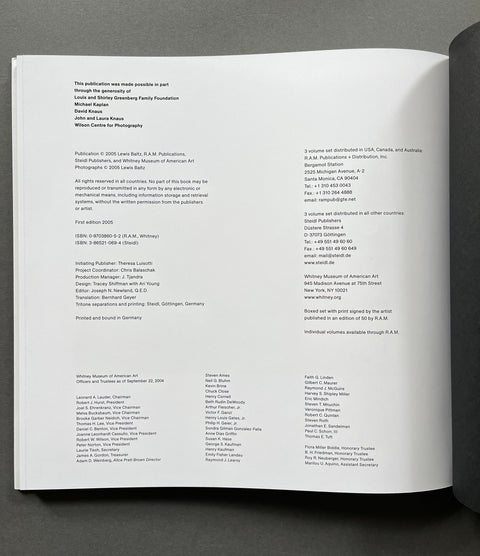Lewis Baltz - The Tract Houses - The Prototype Works - The New Industrial Parks near Irvine - Setanta Books