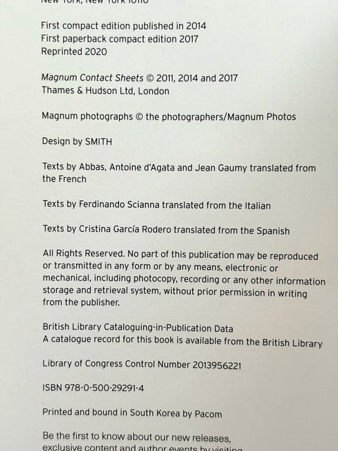 Magnum Contact Sheets - Setanta Books