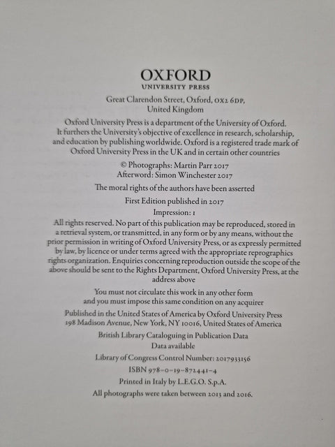 A page of printed publisher information for Oxford University Press, with black text on a white background.
