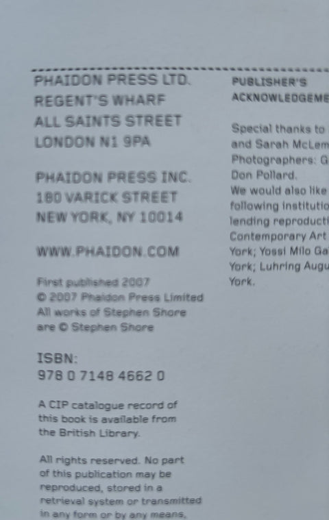 Stephen Shore - Setanta Books