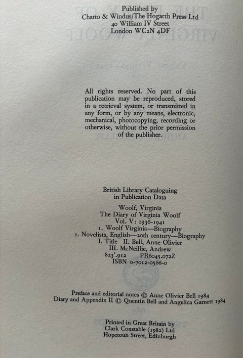 The Diary of Virginia Woolf Vols I - V - Setanta Books