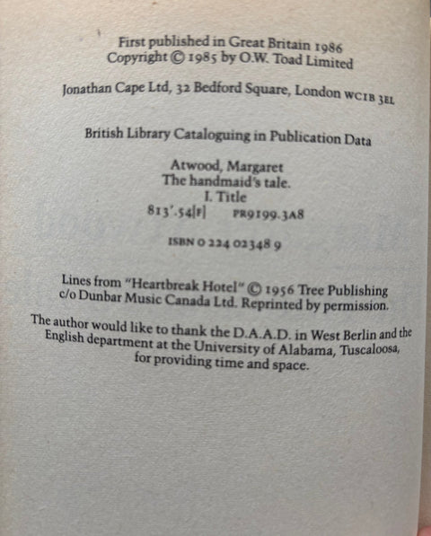 The Handmaid's Tale - UK 1st - Setanta Books