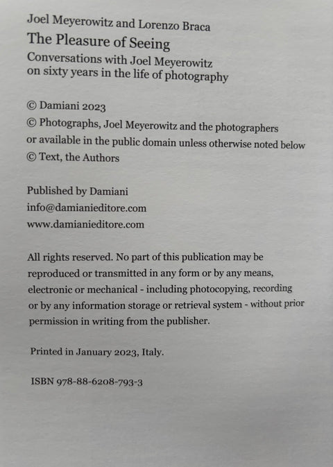 The Pleasure of Seeing: Conversations with Joel Meyerowitz on sixty years in the life of photography - Setanta Books