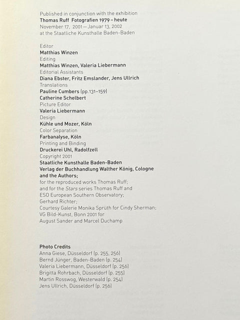 Thomas Ruff: 1979 to the Present - Setanta Books