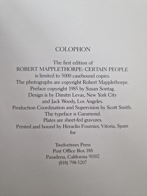 Robert Mapplethorpe: Certain People