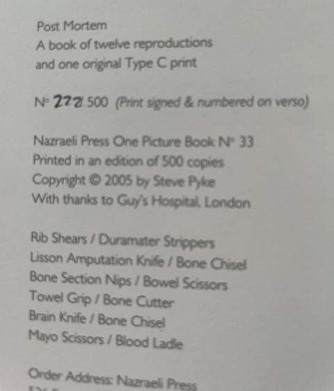 Post Mortem (One Picture Book)