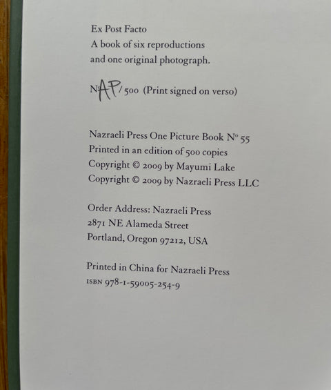 Ex Post Facto (One Picture Book)