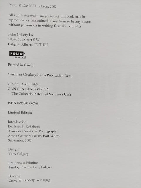 Canyonland Vision - Artist Edition - Setanta Books
