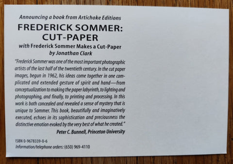 Cut-Paper | Frederick Sommer Makes a Cut-Paper - Setanta Books