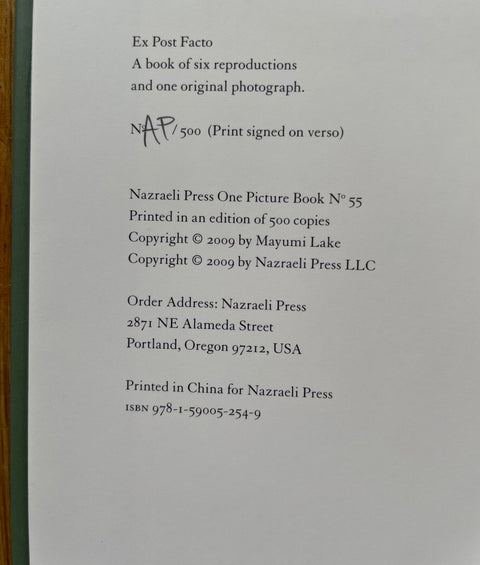 Ex Post Facto (One Picture Book) - Setanta Books