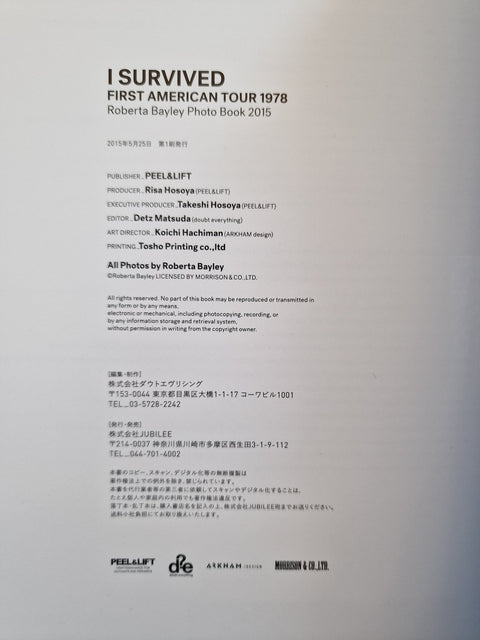 I Survived: First American Tour 1978 - Setanta Books