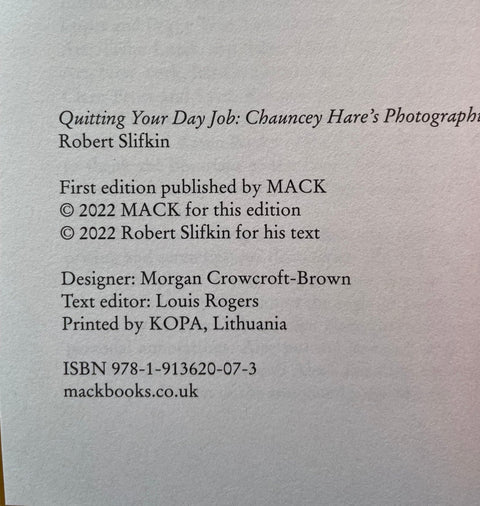 Quitting your Day Job - Chauncey Hare's Photographic work - Setanta Books