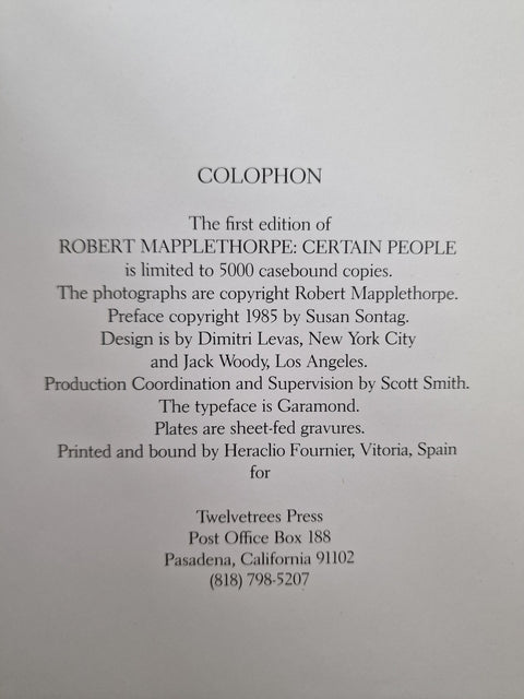 Robert Mapplethorpe: Certain People - Setanta Books