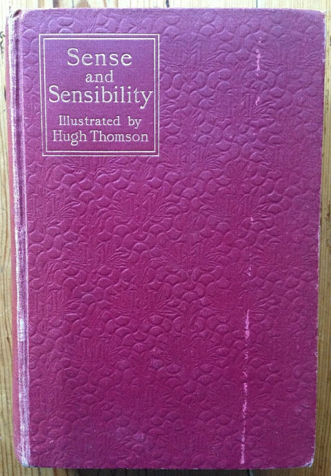 The book cover of Sense and Sensibility by Jane Austen. Hardback in purple.