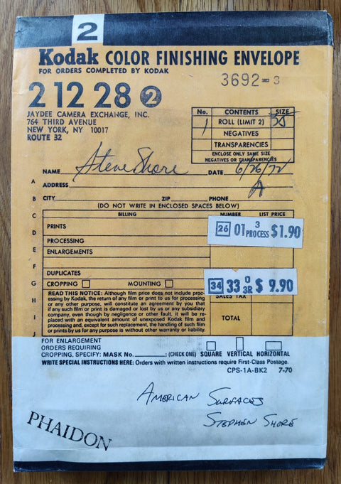 Kodak bag for photobook American Surfaces by Stephen Shore. Book is hardback in blue. signed.