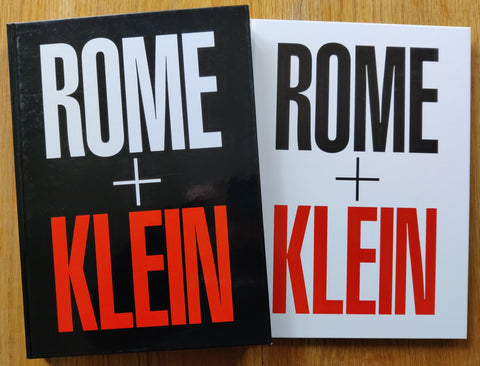 The photobook covers of Rome by William Klein. In hardcover black and white.