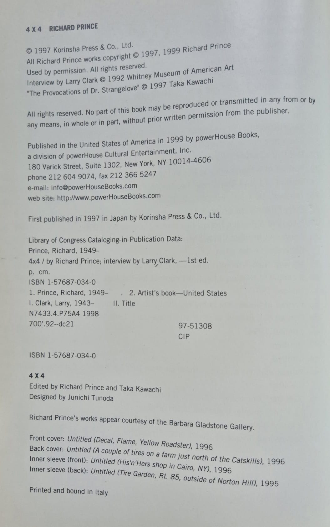 Buy 4X4 by Richard Prince online – Setanta Books