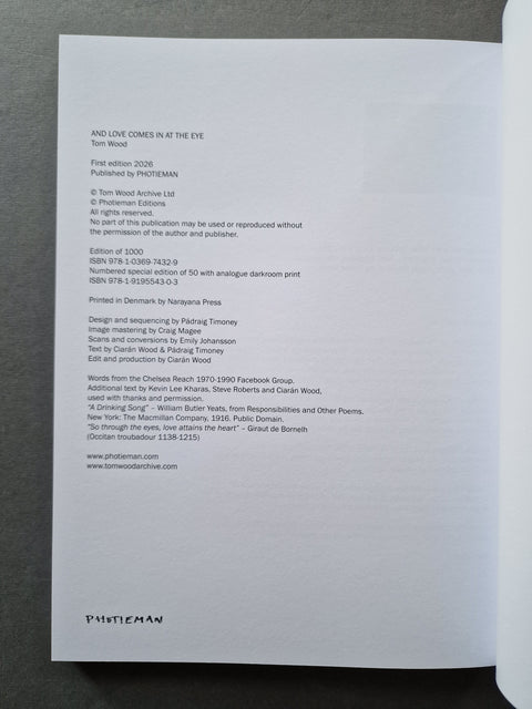 The copyright page of Tom Wood's book