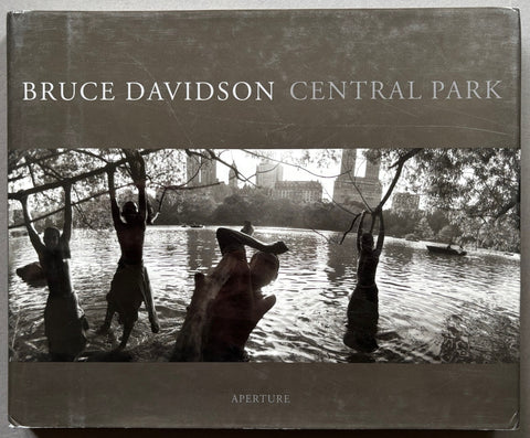 Book titled Central Park by Bruce Davidson with a grey cover featuring a photograph of children playing in a lake.