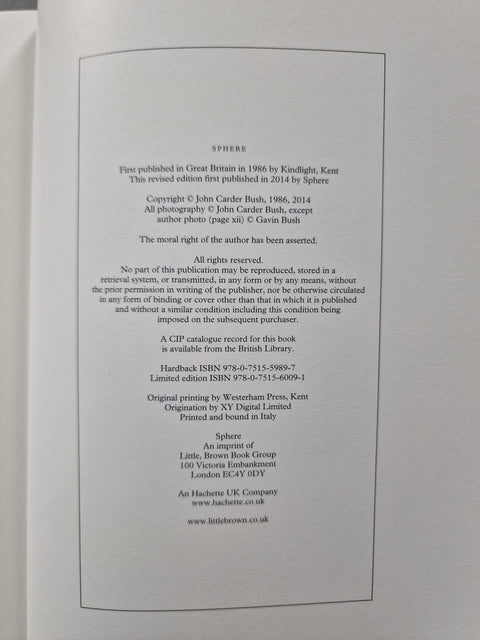 A copyright page. The visible text identifies the title 'SPHERE' and publisher/printer details including John Carder Bush and Sphère.