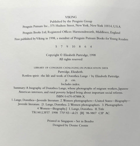 Restless Spirit: The Life and Work of Dorothea Lange