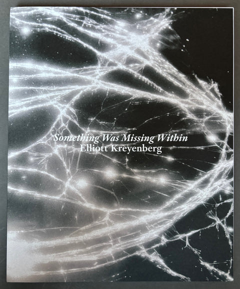 Book titled 'Something Was Missing Within' by Elliott Kreyenberg with a black and white cover.