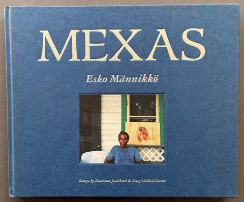 Book titled 'Mexas' by Esko Minnikko with a blue cover featuring the image of a man sitting outside a house.
