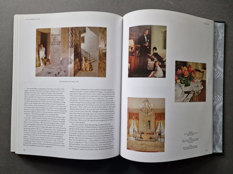 An open book spread with text and colour images