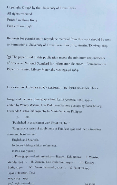 Image and Memory: Photographs from Latin America 1866-1994