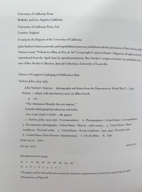 John Vachon's America: Photographs and Letters from the Depression to World War II