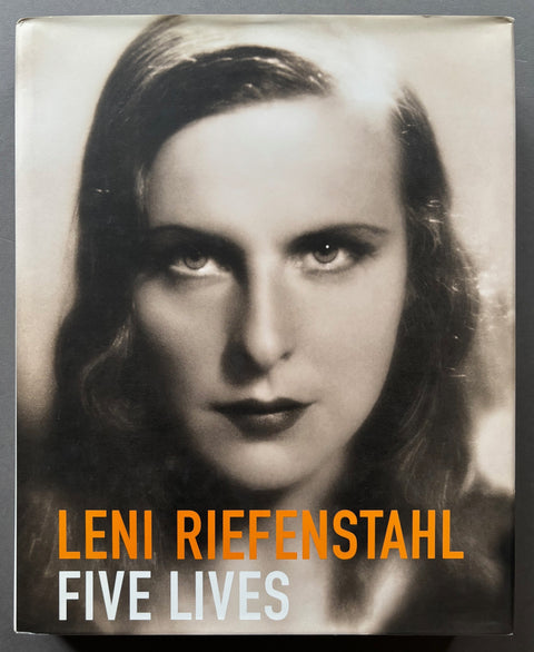 Book titled 'Five Lives' by Leni Riefenstahl with a cover featuring a head-shot of the artist.